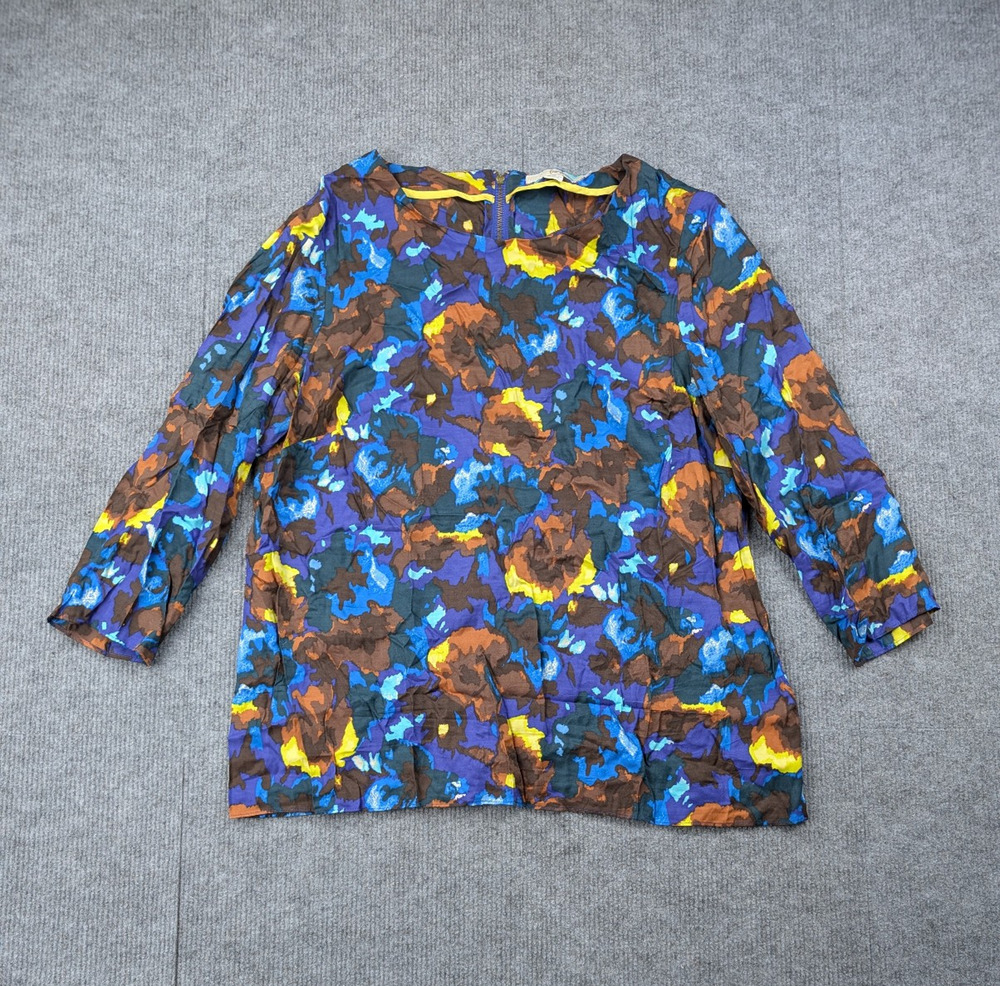 Boden Blouse Women 10 Silk Blend Career Glam Artsy Maximalist Watercolor Capsule